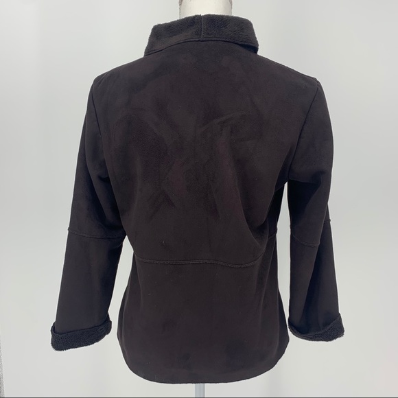 Orvis Brown Fleece Lined Fold Over Wrap Cape Coat - Picture 6 of 12